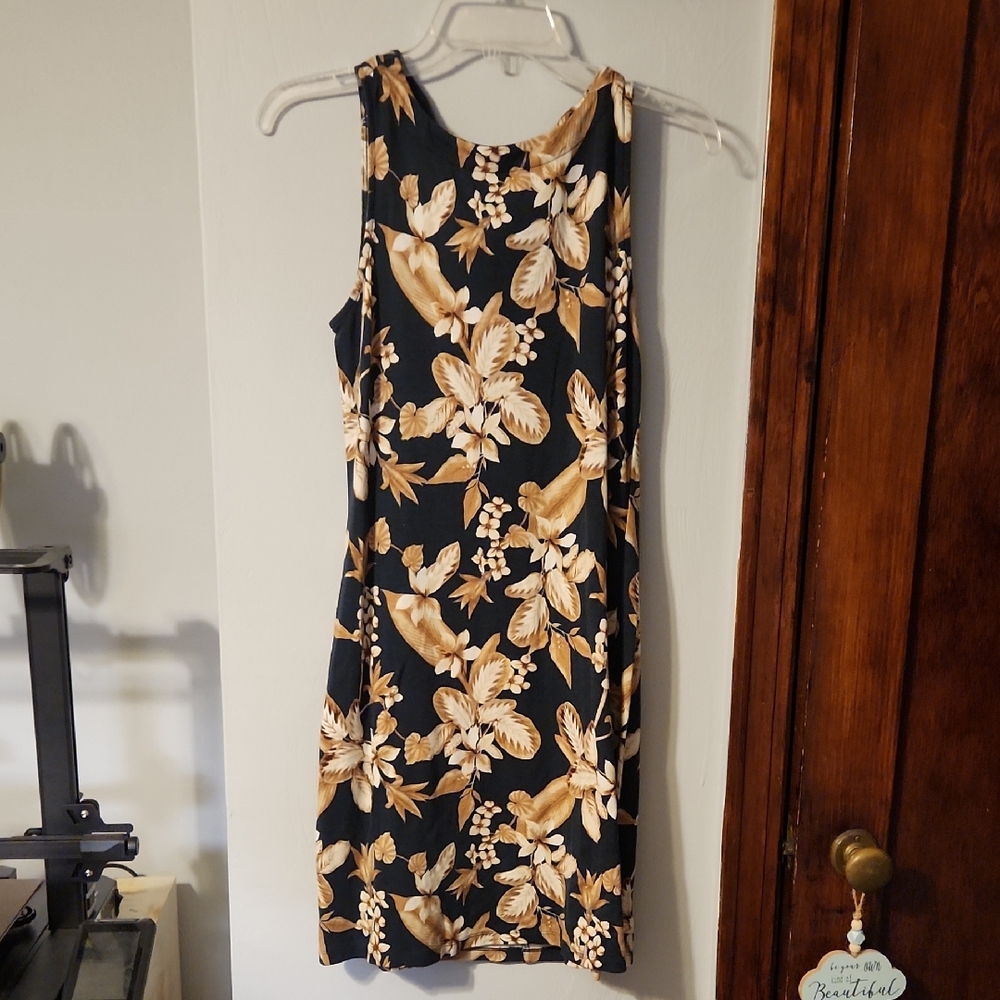 Tommy Bahama Black and Tan Floral Mini Dress
